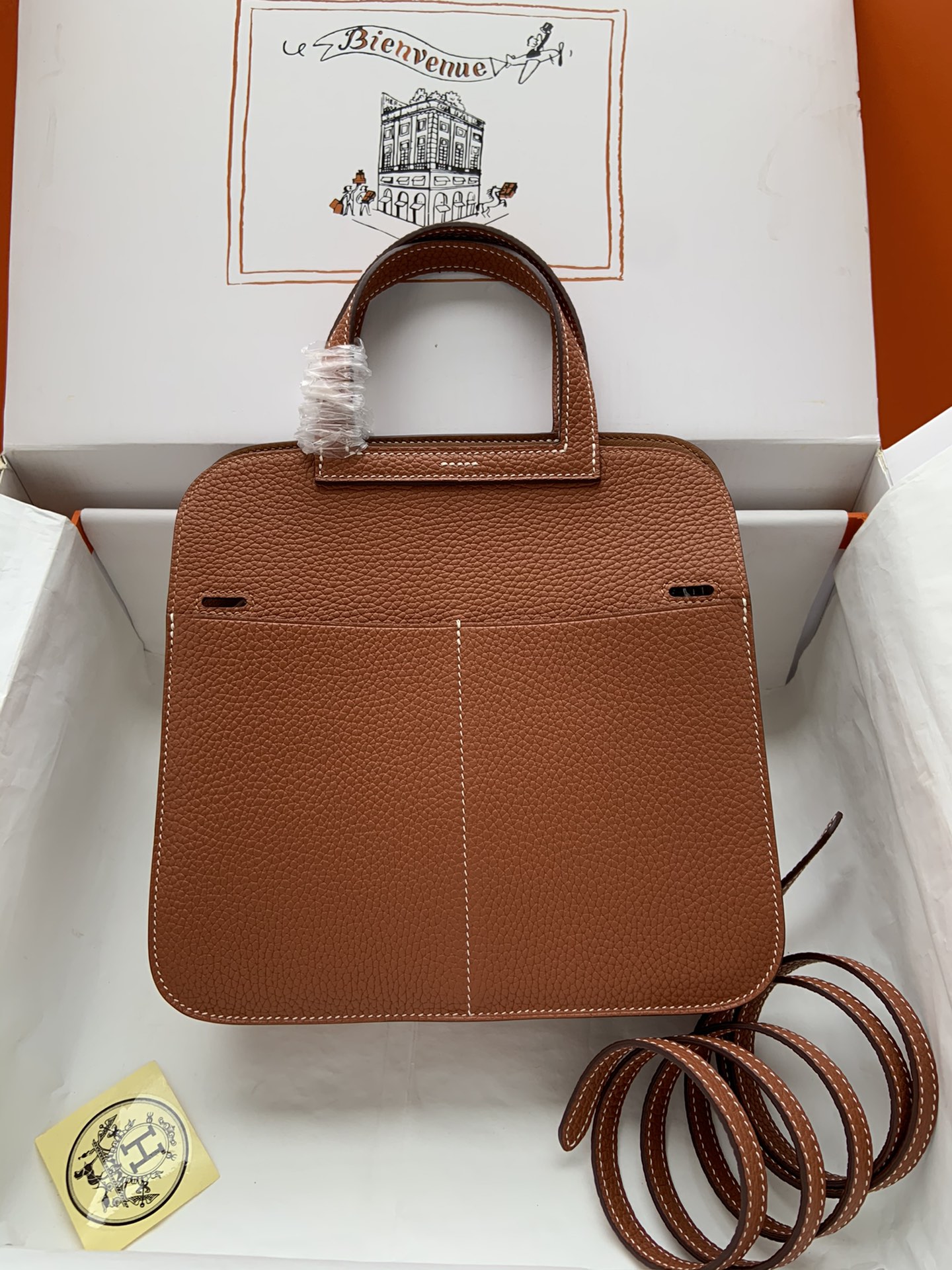 Hermes Halzan 25 Handbag Shoulder Bag In Brown Clemence Leather